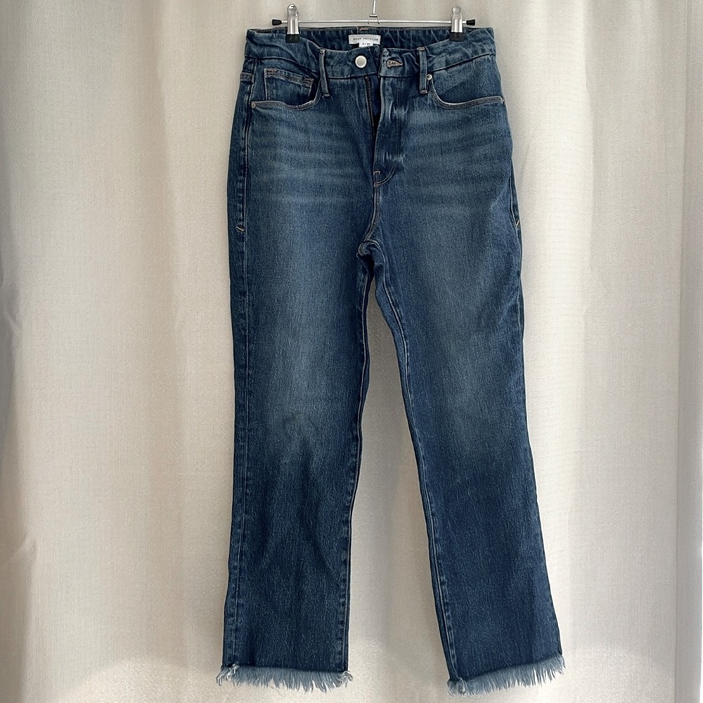 Good American high-waisted, fringe jeans